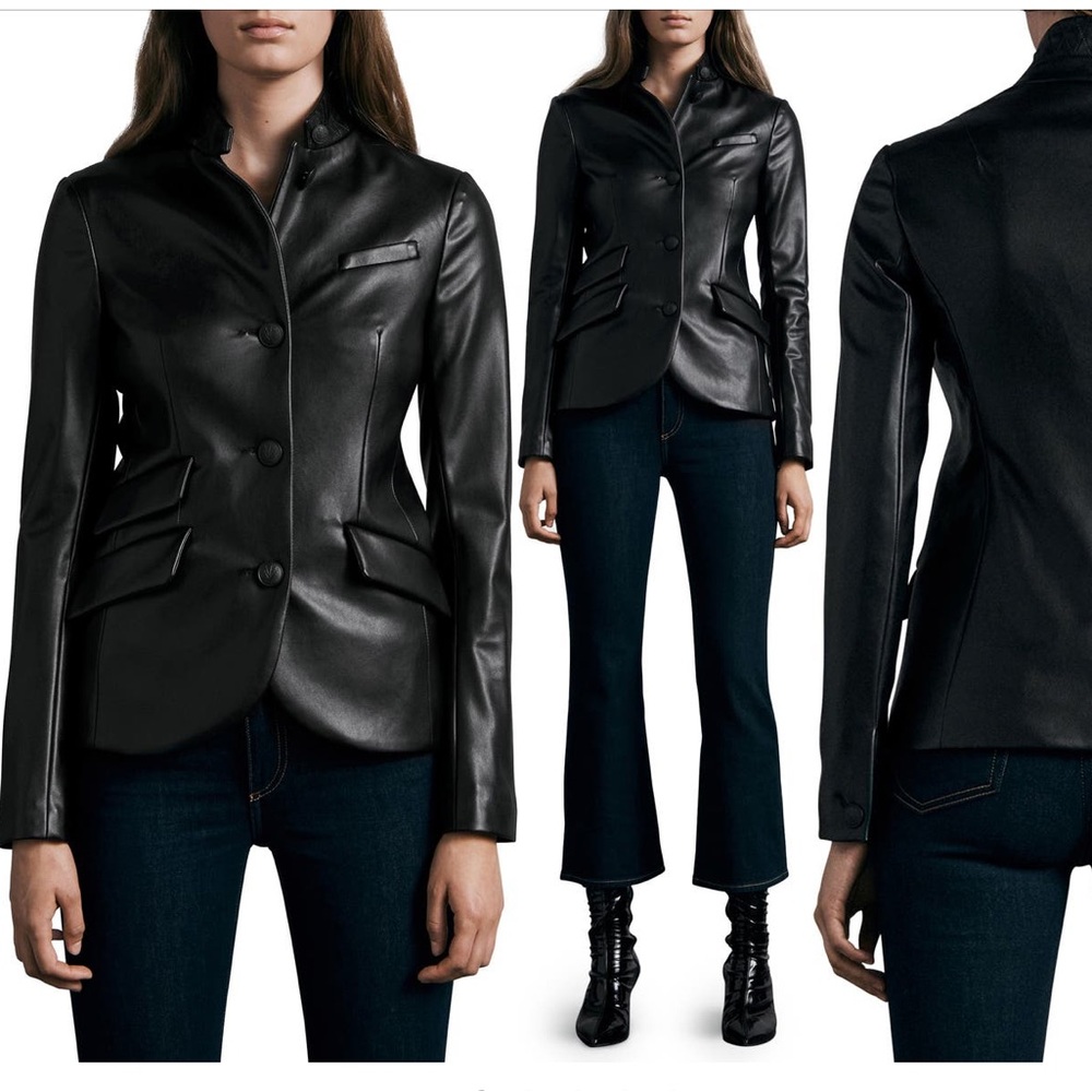 Rag and Bone military faux leather jacket
